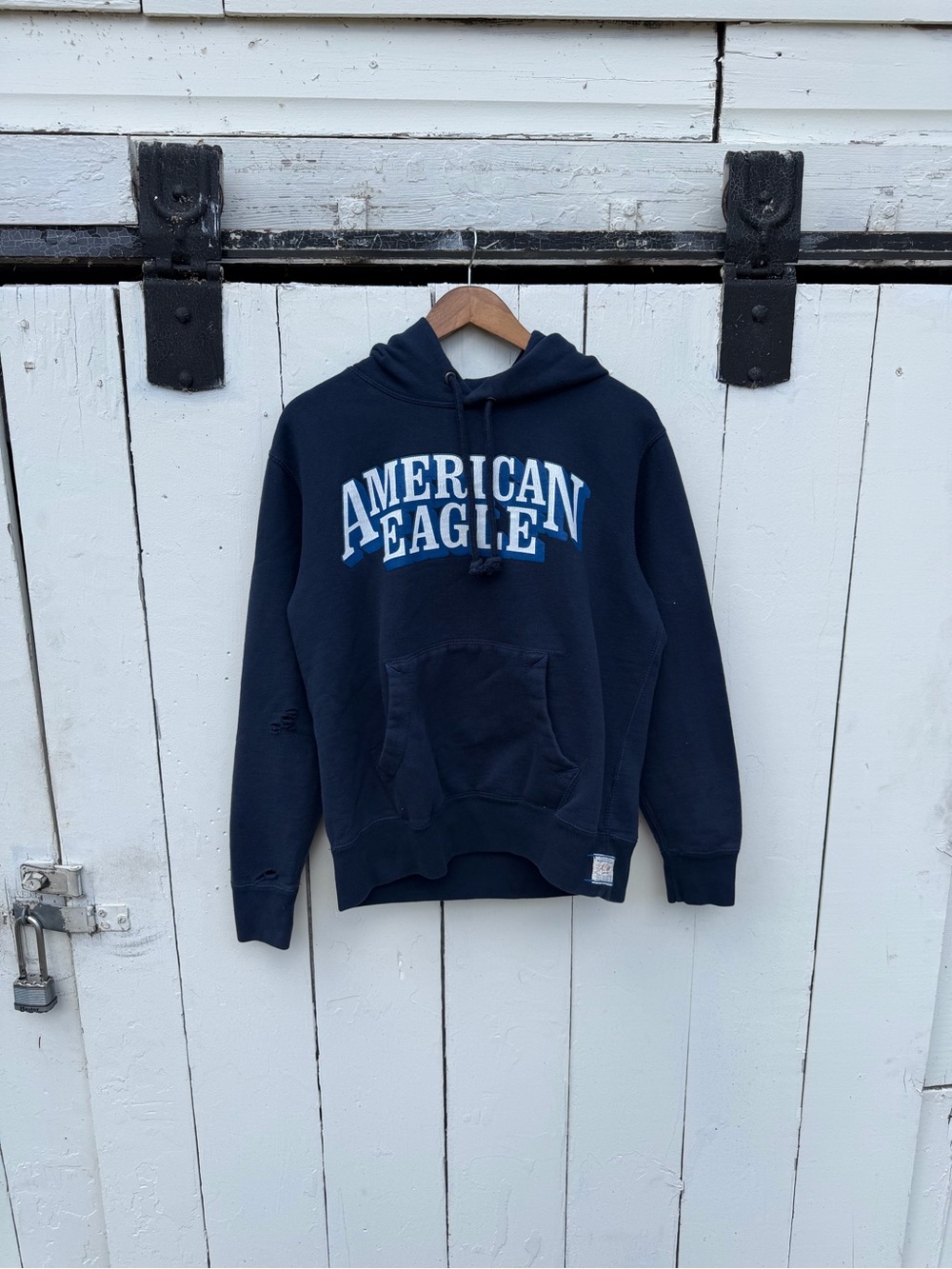 American Eagle Outfitters Navy Crewneck Logo Hoodie